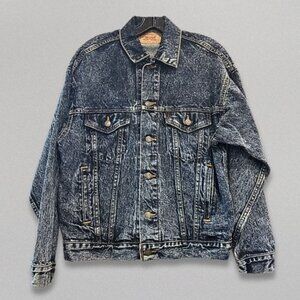 Vintage 80's Levi's 70507 0227 Trucker Jeans Jacket Acid Wash Denim Blue Men's S